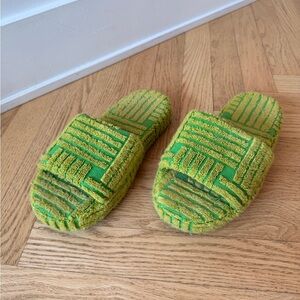 Bottega Veneta Green fabric Slide Sandals